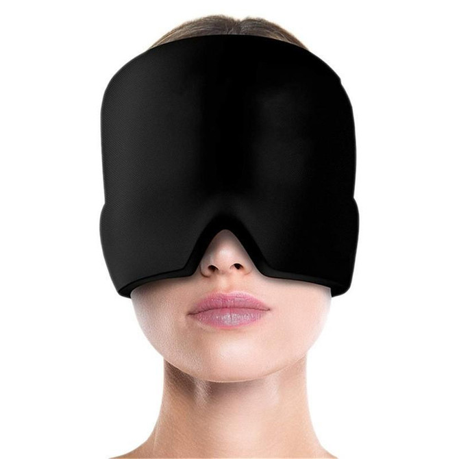 Gel Ice Hood Cooling Eye Mask Hot and Cold Compress Headband for Headache, Spec: Single-layer (Black)