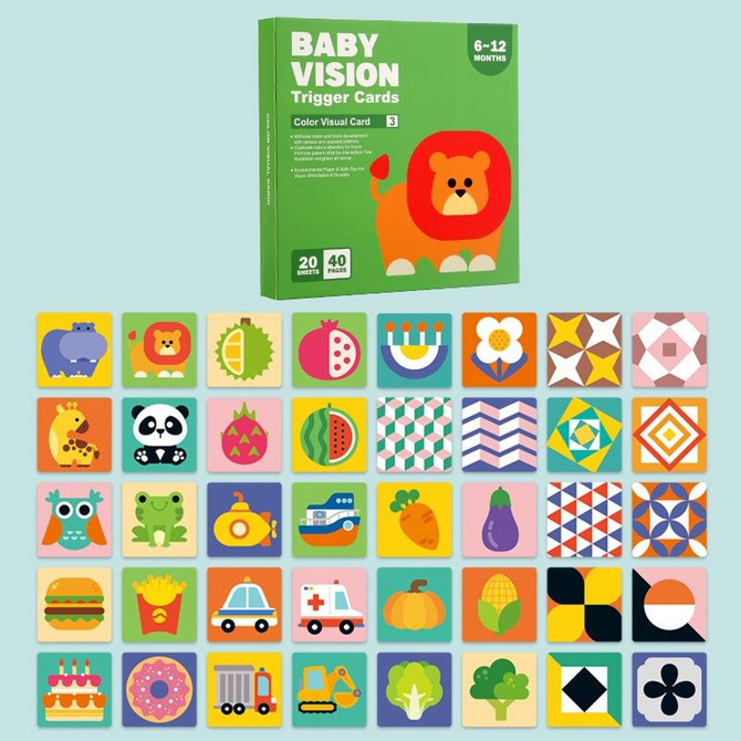 20pcs /Book Baby Early Learning Card Children Eye Care Visual Stimulation Card, Style: 3-order Color