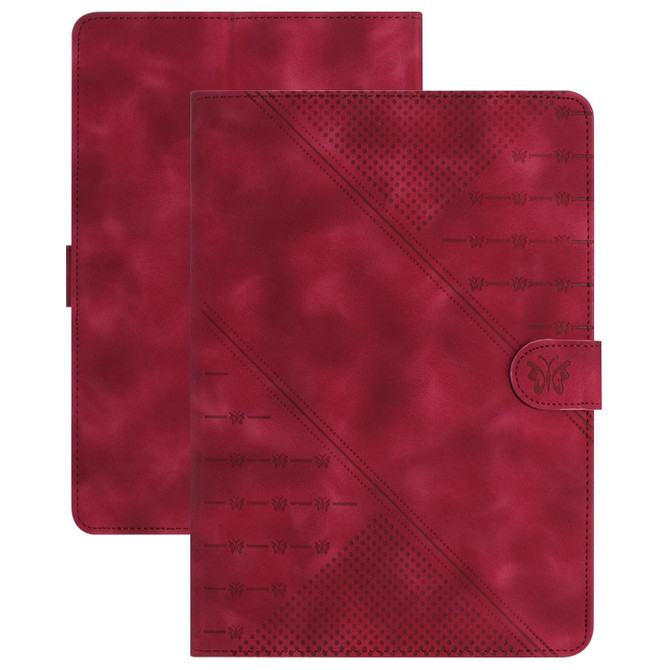 For 7 inch YX Small Butterfly Embossed Leather Tablet Case(Red)