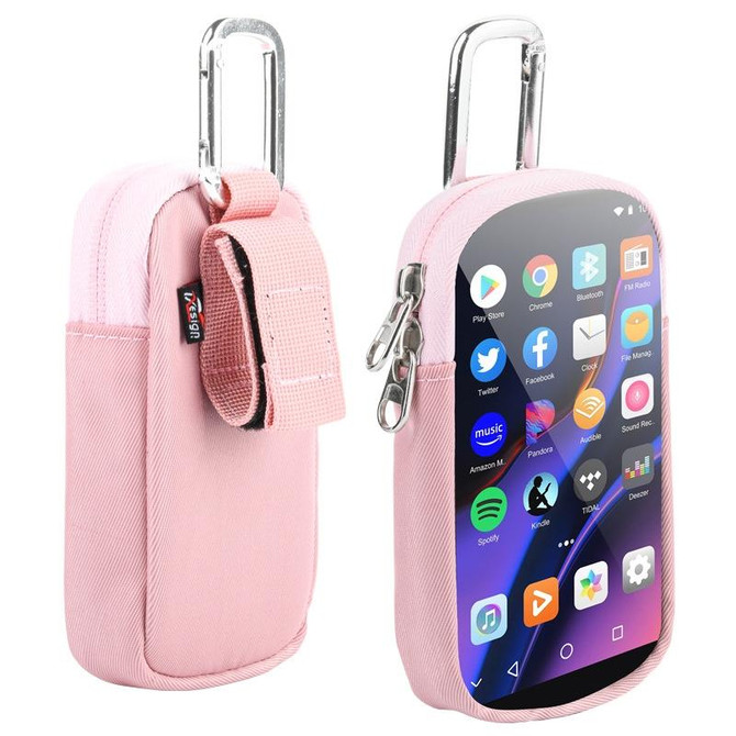 MP3 / MP4 Universal TPU Portable Storage Bag with Hanging Buckle(Pink)