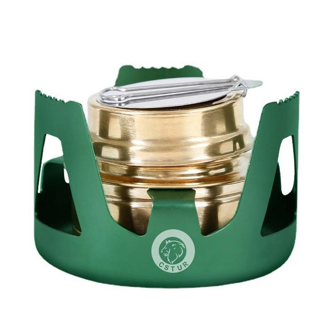 CSTUR Y2218 Outdoor Ultralight Aluminum Stove Camping Fishing Portable Liquid Alcohol Stoves(Dark Green)