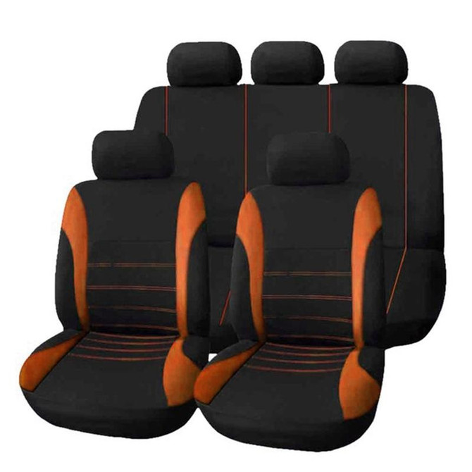 9 in 1 Universal Four Seasons Anti-Slippery Cushion Mat Set for 5 Seat Car, Style: Stitches (Orange)