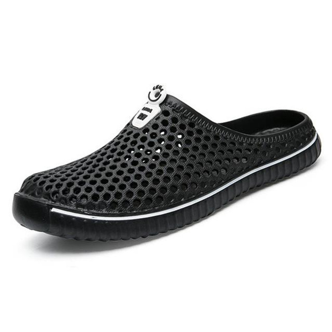 Fashion Breathable Hollow Sandals Couple Beach Sandals, Shoe Size:44(Black)