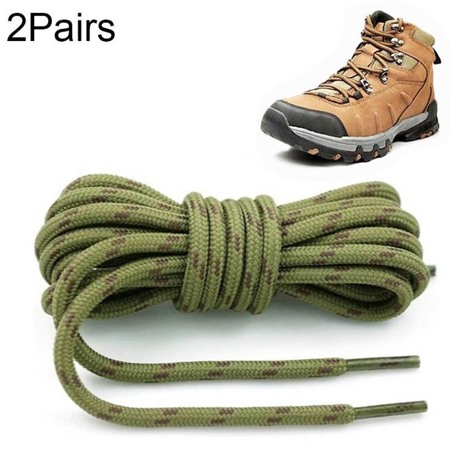 2 Pairs Round High Density Weaving Shoe Laces Outdoor Hiking Slip Rope Sneakers Boot Shoelace, Length:160cm(Army Green-Brown)