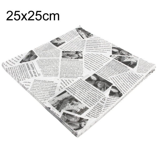 500sheets /Pack Deli Greaseproof Paper Baking Wrapping Paper Food Basket Liners Paper  25 x 25cm White