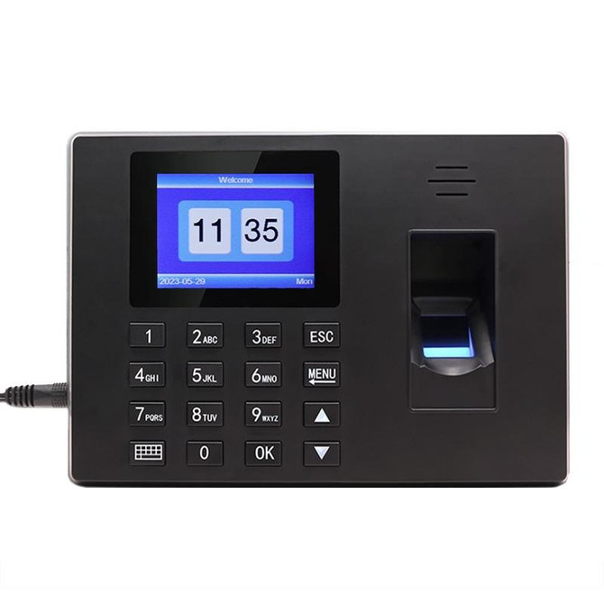 Fingerprint Recognition Voice Broadcast Intelligent Report Generation Attendance Machine, Model: Black US Plug