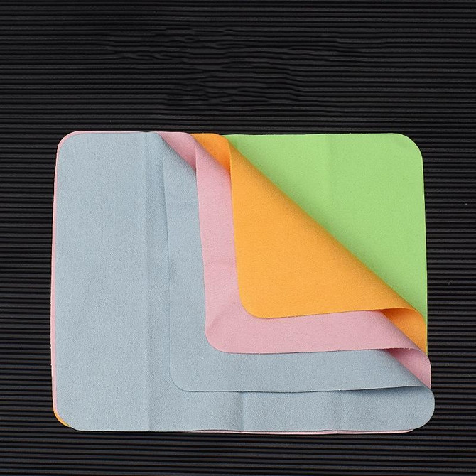 5pcs /Set Suede Glasses Cleaning Cloth Computer Cell Phone Screen Cleaning Wipe 14.5 x 17.5cm(Random Color)