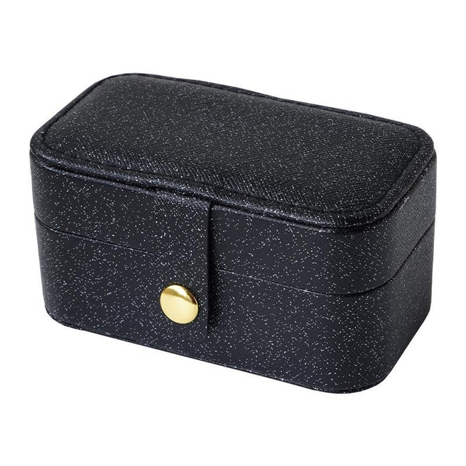 Leather Mini Jewelry Box Portable Travel Earring and Ring Storage Box, Color: Black