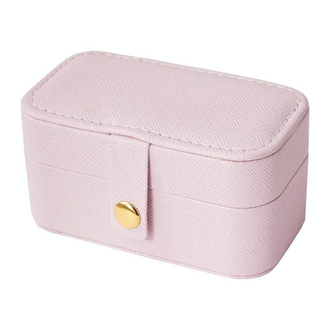 Leather Mini Jewelry Box Portable Travel Earring and Ring Storage Box, Color: Pink