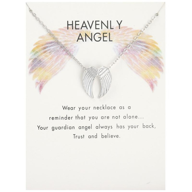 Angel Wings Necklace Guardian Angel Pendant Collar Chain Jewelry(Silver)