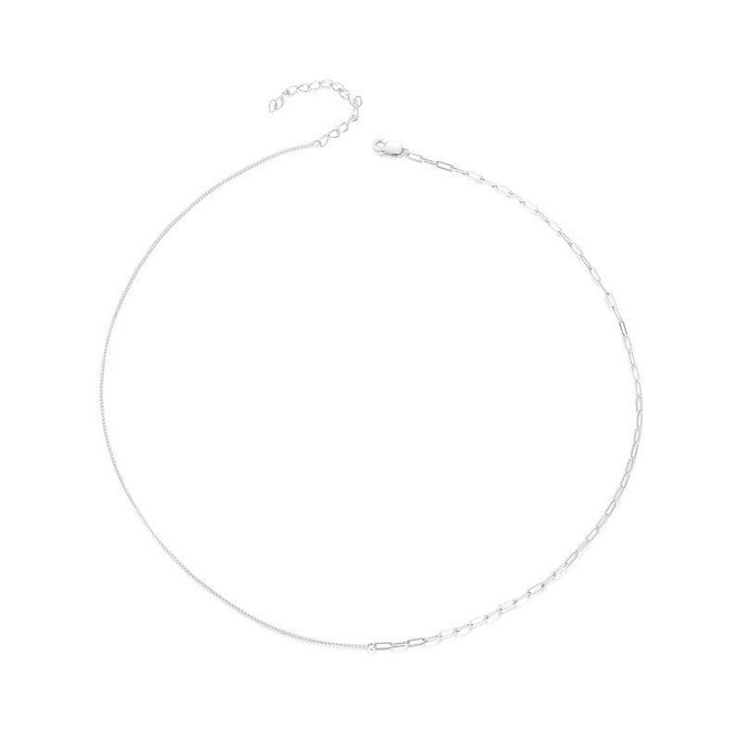 S925 Sterling Silver Platinum Plated Stitching Women Necklace(BSA007)