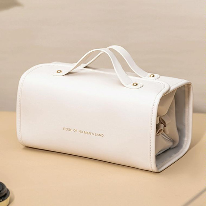 Portable Large Capacity Travel Detachable Folding Waterproof Cosmetic Bag(Milky White)