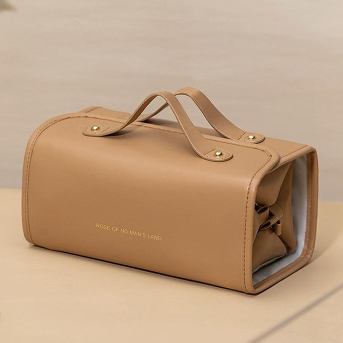 Portable Large Capacity Travel Detachable Folding Waterproof Cosmetic Bag(Brown)