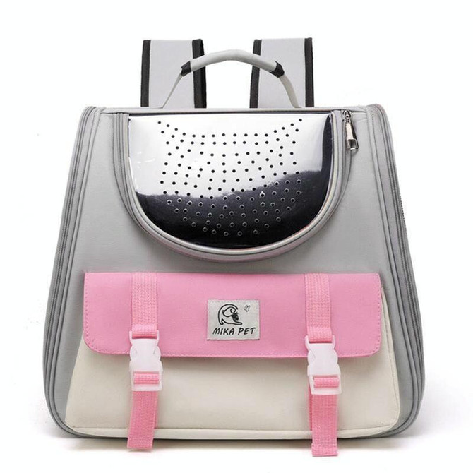 Square Foldable Cats Backpack Pets Outdoor Portable Double Shoulder Bag(Pink)