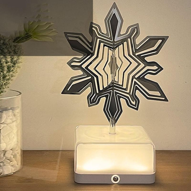 16 Colors 3D Rotating Bedside Lamp Night Light LED Rechargeable Ambient Light Decorative Ornament, Style: Snowflake