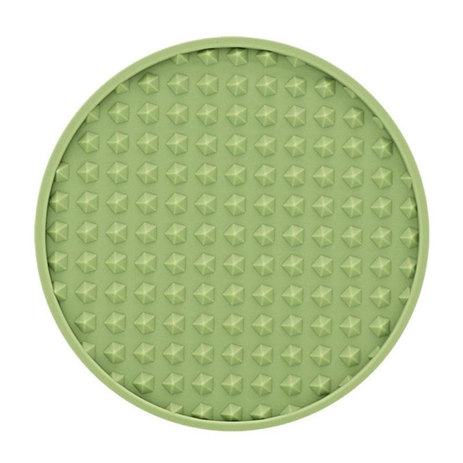 10cm Round Thickened Silicone Coaster Irregular Pyramid Shape Tea Cup Mat(Pea Green)