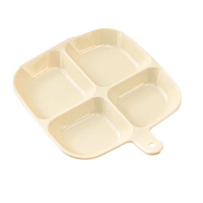 Multipurpose Compartmentalized Spice Tray Four Divided Kitchen Storage Seasoning Plate(Cream White)