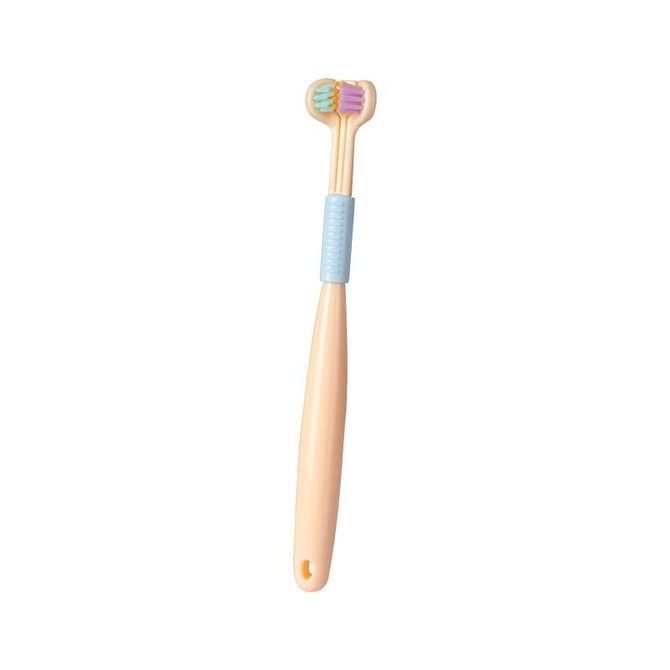 YALINA Three Sided Toothbrush Soft Hair 360 Degree V Shaped Toothbrush A22 Kids Yellow 
