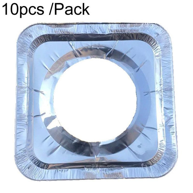 10pcs /Pack Gas Stove Oil-Proof Pad Cooktop Tinfoil Circle Kitchen Aluminum Foil Cleaning Mat, Model: Thickened Square