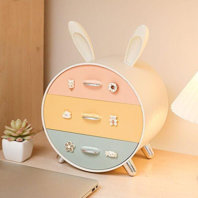 3 Drawer Desktop Storage Box Student Dormitory Cosmetic Multifunctional Shelf, Color: Silver-plated Thickened Colorful