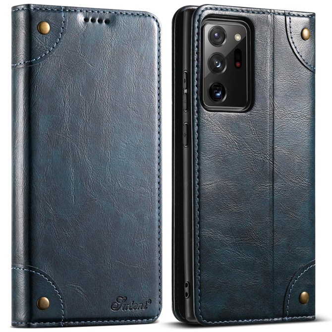 For Samsung Galaxy Note20 Suteni Baroque Calf Texture Buckle Wallet Leather Phone Case(Blue)