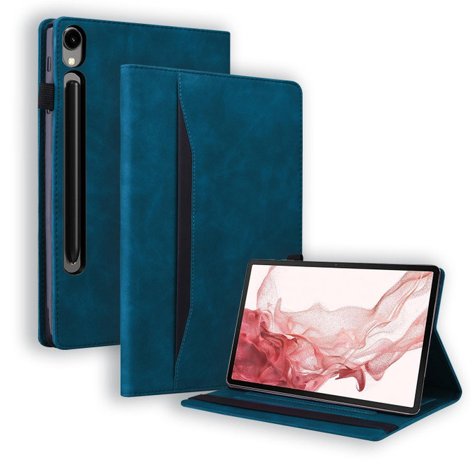 For Samsung Galaxy Tab S9 Ultra /S8 Ultra Splicing Shockproof Leather Tablet Case(Blue)