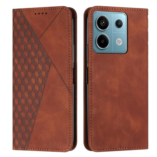 For Xiaomi Redmi Note 13 Pro 4G Global Diamond Splicing Skin Feel Magnetic Leather Phone Case(Brown)