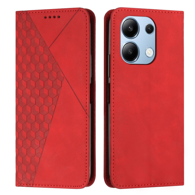 For Xiaomi Redmi Note 13 4G Global Diamond Splicing Skin Feel Magnetic Leather Phone Case(Red)