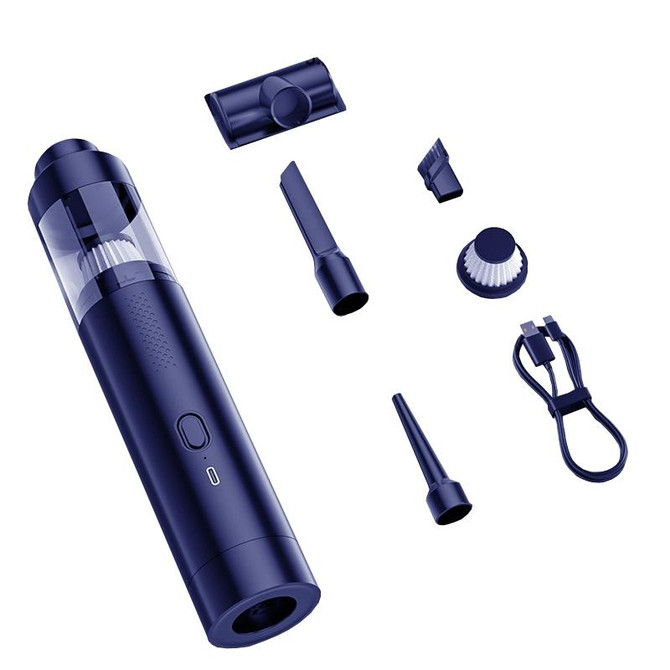 SUITU ST-6676 7pcs /Set Cordless Vehicle Vacuum Cleaner Home And Car Brushless Cylinder Blower(Blue And Gray)