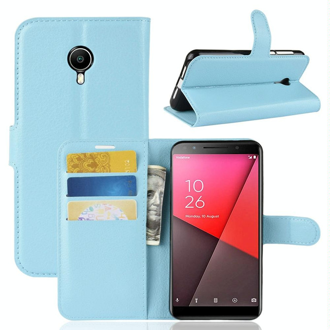 Litchi Texture Horizontal Flip Leather Case for Vodafone Smart N9 Lite / VFD 620, with Wallet & Holder & Card Slots(Blue)