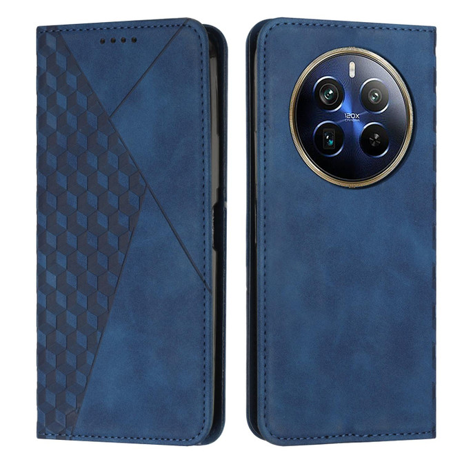 For Realme 12 Pro+ Diamond Splicing Skin Feel Magnetic Leather Phone Case(Blue)