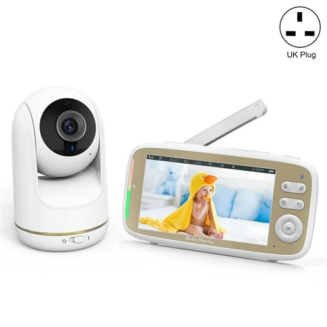 VB803 Built-in Lullabies PTZ Rotation HD Baby Security Camera 5-inch Baby Monitor(UK Plug)