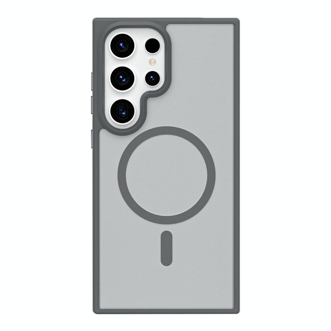 For Samsung Galaxy S23 Ultra 5G Metal Button Skin Feel Matte MagSafe Shockproof Phone Case(Grey)
