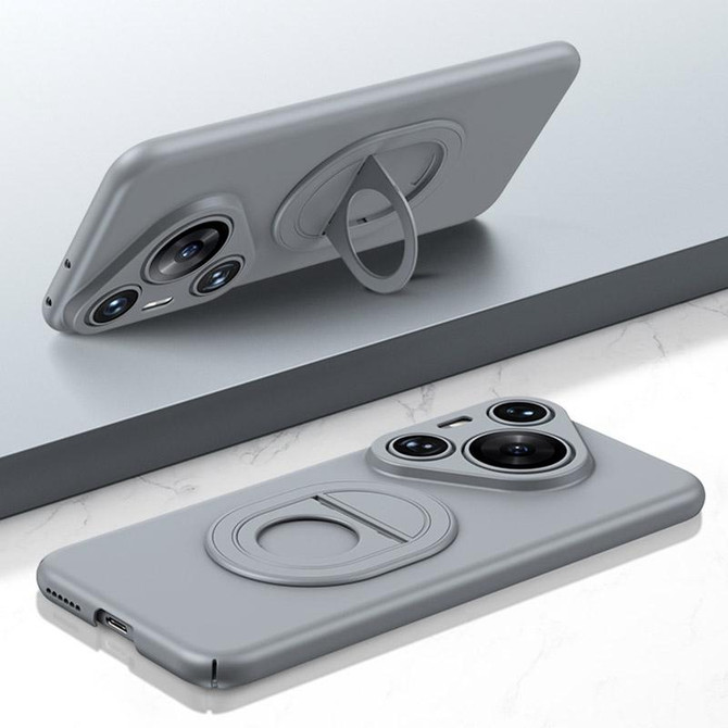 For Huawei P70 Pro Magsafe Hidden Fold Holder Full Coverage Shockproof Phone Case(Grey)