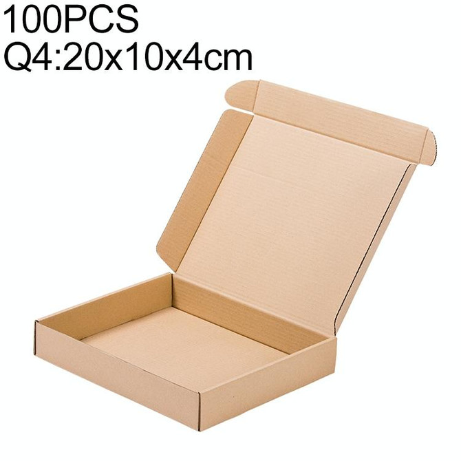 100 PCS Kraft Paper Shipping Box Packaging Box, Size: Q4, 20x10x4cm