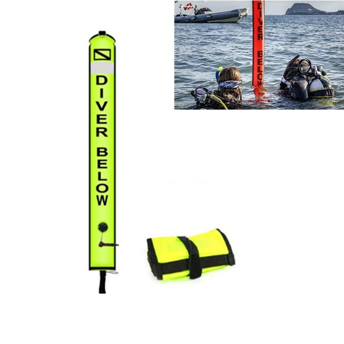 210D Nylon Automatic Seal Safety Signal Diving Mark Diving Buoy, Size:180 x 18cm(Fluorescent Yellow)