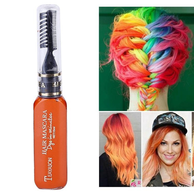 One-time Hair Temporary Color Hair Dye Non-toxic DIY Hair Color Mascara Dye Cream Hair(Orange)