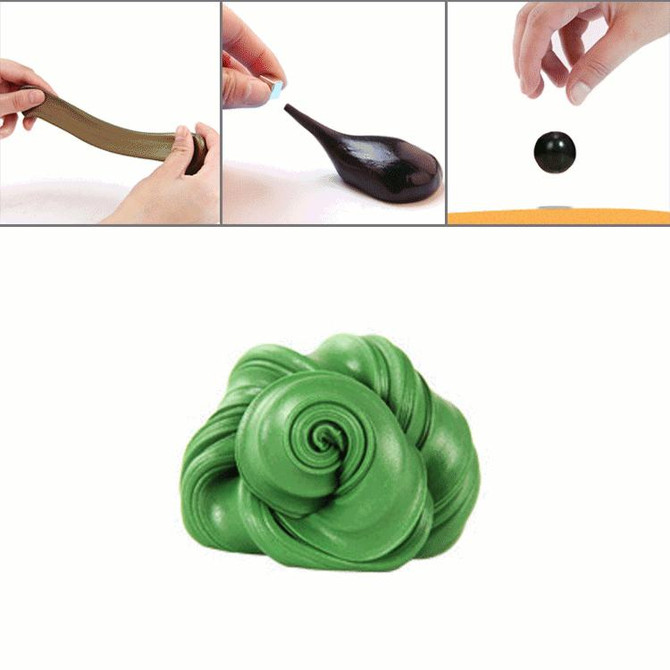 DIY Plasticine Slime Magnetic Rubber Mud Stress Reducer Anti-Anxiety Bouncing Putty Magic Clay Education Toy for Kids and Adults, Small Iron Box Size: 6x2.5cm(Green)