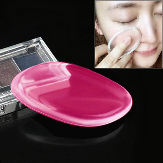 Quadrangle Shaped Great Beauty Facial Makeup Transparent Silicone Smooth Powder Cream Puff(Magenta)