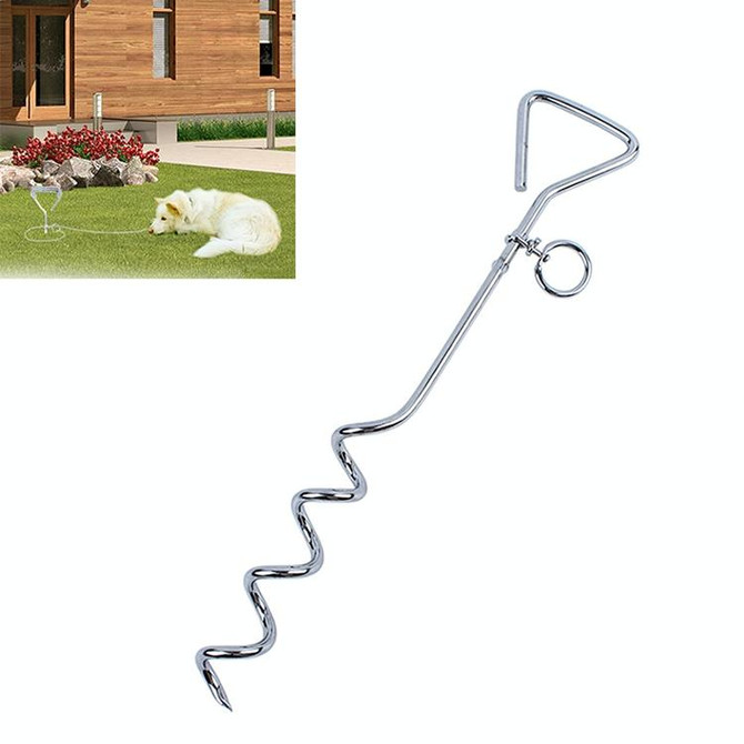 Stainless Steel Dog Spiral Tie Out 360 Degree Rotation Anti Wrap Fixed Pile Outdoor Camping Stake, Size:42cm*8mm