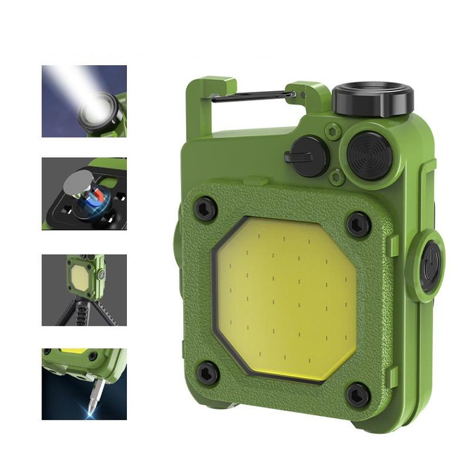 Mini Keychain COB Flashlight USB Rechargeable Magnetic Work Light For Outdoor Camping(Green)