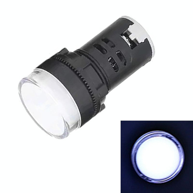 220V AD16-22D / S 22mm LED Signal Indicator Light Lamp(White)