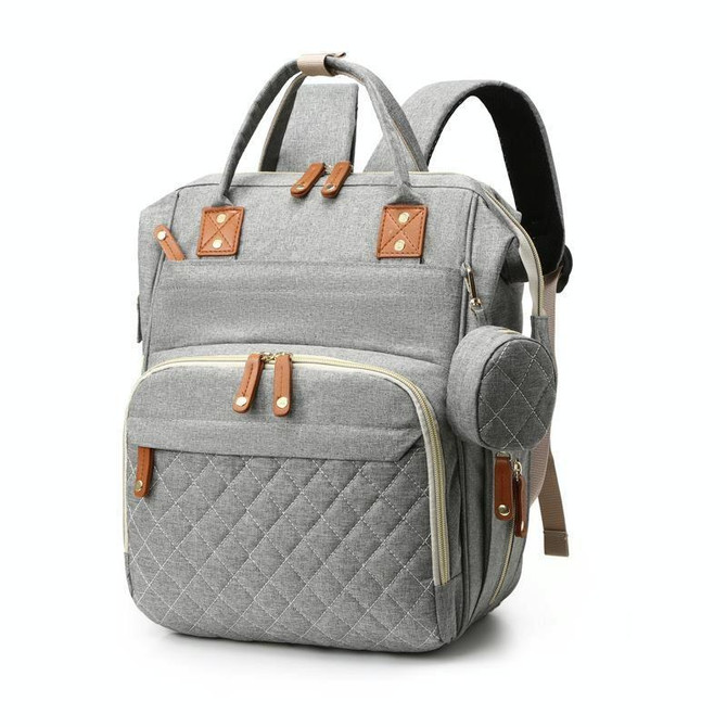 Large Capacity Double Shoulder Portable Mother Baby Bag Travel Mummy Bag(Grey)