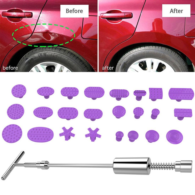 Auto Repair Body Tool Kit PDR Dent Paintless Repair Tools Dent Puller Slide Hammer Reverse Hammer Aluminum Suction Cups for Dent