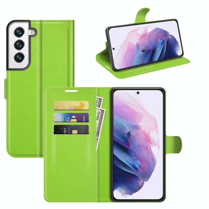 For Samsung S22 Litchi Texture Horizontal Flip Protective Case with Holder & Card Slots & Wallet(Green)