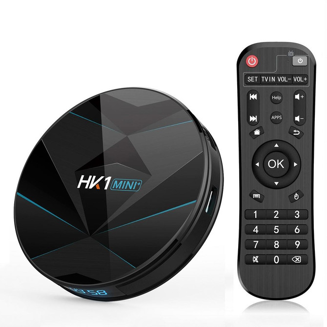 HK1MINI+ 4K HD Smart TV BOX,Android 9.0,RK3318 Quad-Core 64bit Cortex-A53 ,2GB+16GB, Support TF Card, HDMI, WIFI, AV, LAN, USB(Black)