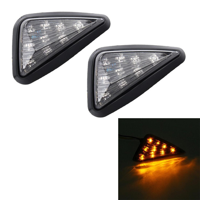 2 PCS Triangle Shape DC 12V Motorcycle 9-LED Yellow Light Turn Signal Indicator Blinker Light