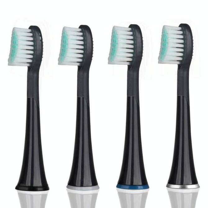 4 PCS Toothbrush Heads and Caps for Mornwell D01/D02 Electric Toothbrushes(Black D902)