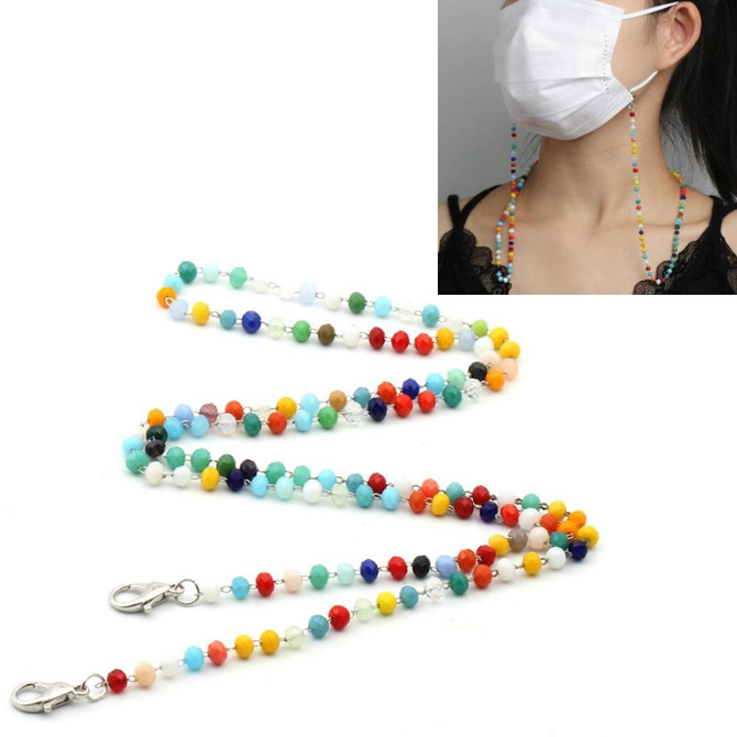 5 PCS Mask Lanyard Handmade Crystal Bead Chain Anti-Drop Hanging Glasses Chain, Color:Colorful