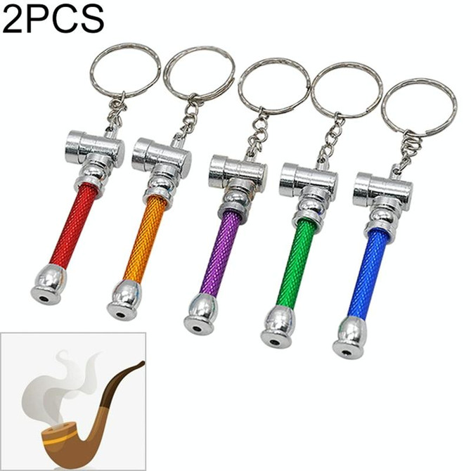 2 PCS Candy-colored Aluminum Keychain Small Pipe Random Color Delivery